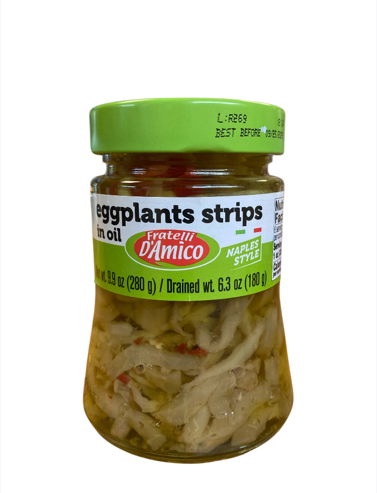 Eggplants strips in oil